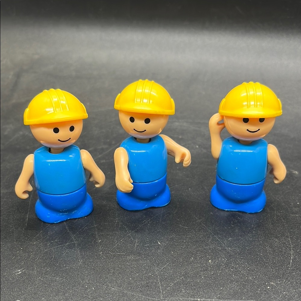 Vintage Little People Plastic Moveable Arms Body Man ConstructionToy - Set of 3